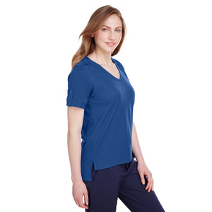 Devon & Jones Ladies' CrownLux Performance™ Plaited Rolled-Sleeve Top