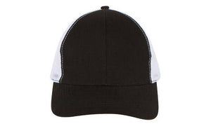 6 Panel Brush Cotton Cap with Mesh Back - Custom Embroidered -