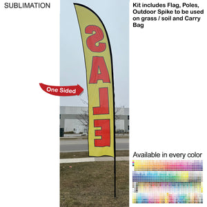 15' Large Feather Flag Kit, Full Color Graphics, Outdoor Spike base and Bag Included