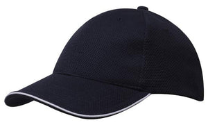 6 Panel Double Pique Mesh Cap with Sandwich - Custom Embroidered -