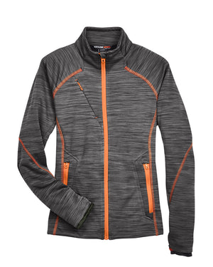 Ladies' North End Flux Mélange Bonded Fleece Jacket - AC78697 - Carbon with Orange Soda