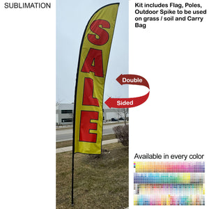 15' Large Feather Flag Kit, Full Color Graphics, Outdoor Spike base and Bag Included