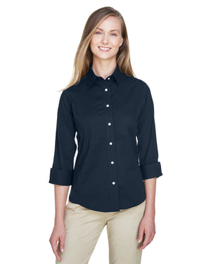 Devon & Jones Ladies' Perfect Fit™ Three-Quarter Sleeve Stretch Poplin Blouse - Front