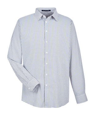 CrownLux Performance® Men's Micro Windowpane Woven Shirt - Navy/White