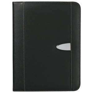 Eclipse Bonded Leather 8 ½" x 11" Zippered Portfolio With Calculator - Black