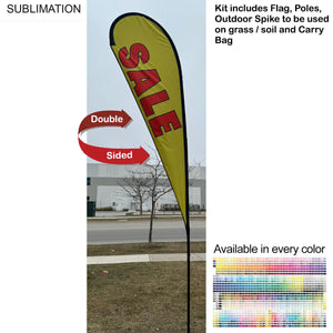 13.5' Large Tear Drop Flag Kit, Full Color Graphics, Outdoor Spike base and Bag Included