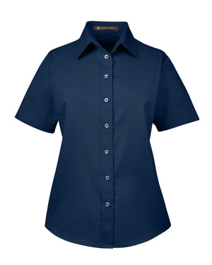 Harriton Ladies' Easy Blend™ Short-Sleeve Twill Shirt with Stain-Release