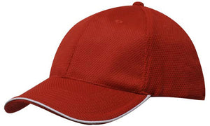 6 Panel Double Pique Mesh Cap with Sandwich - Custom Embroidered