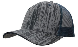 6 Panel Woodprint Poly Twill Tone Mesh Cap - Custom Embroidered