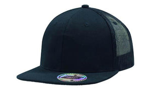 6 Panel Mesh Back Cap with Flat Peak - Custom Embroidered