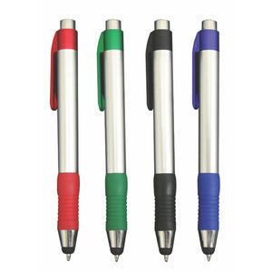 Satellite Plastic Plunger Action Pen with Soft Stylus