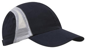 4 Panel Sports Cap with Mesh Inserts and Frabic Covered Touch Strap - Custom Embroidered -