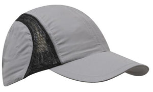 4 Panel Sports Cap with Mesh Inserts and Frabic Covered Touch Strap - Custom Embroidered