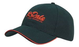6 Panel Double Pique Mesh Cap with Sandwich - Custom Embroidered