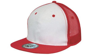 6 Panel Mesh Back Cap with Flat Peak - Custom Embroidered