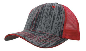 6 Panel Woodprint Poly Twill Tone Mesh Cap - Custom Embroidered