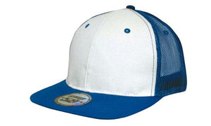 6 Panel Mesh Back Cap with Flat Peak - Custom Embroidered