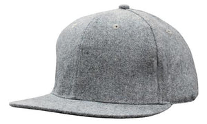 6 Panel Grey Marble Flannel Flat Peak Cap - Custom Embroidered