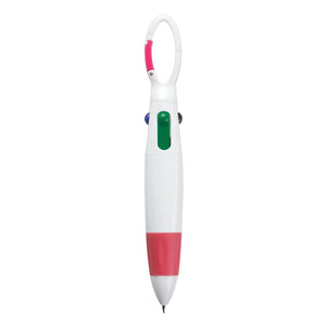 Quatro Carabiner Pen - White With Red