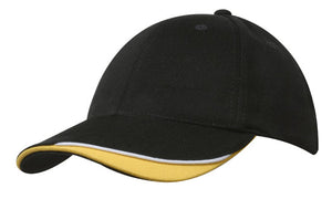 6 Panel HBC Cap with Peak Indent & Sandwich - Custom Embroidered