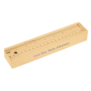 Colored Pencil Set In Wooden Ruler Box