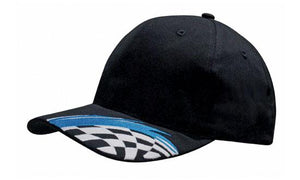 6 Panel Brush Cotton Cap Swoosh-Checks - Custom Embroidered